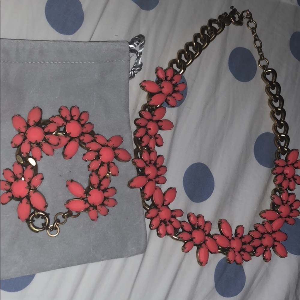 Pink J Crew bracelet and necklace set